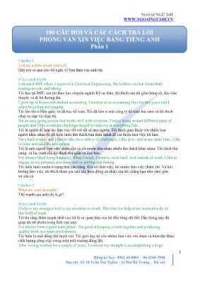 100 Câu hỏi và các cách trả lời phỏng vấn xin việc bằng tiếng Anh - Phần 1